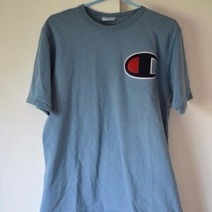 Vintage Men’s Champion Logo Blue Bar Tag Rare T-Shirt • Size Large